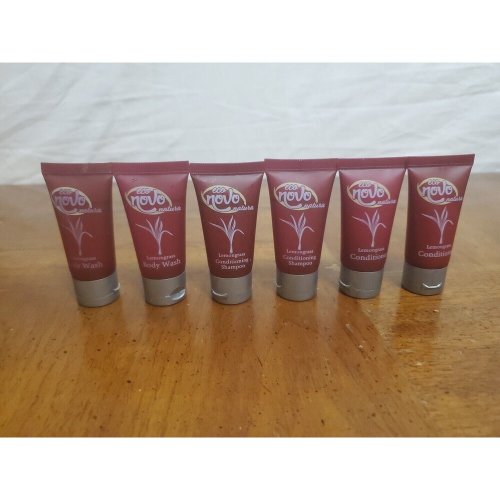 Eco Novo Lemongrass Hair Shampoo Conditioner Body Wash 0.5 oz Tubes Eco Friendly